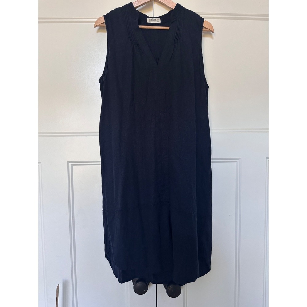 4Our Dreamers Linen Dress Womens Small Navy Sleeveless Boho Coastal Tank